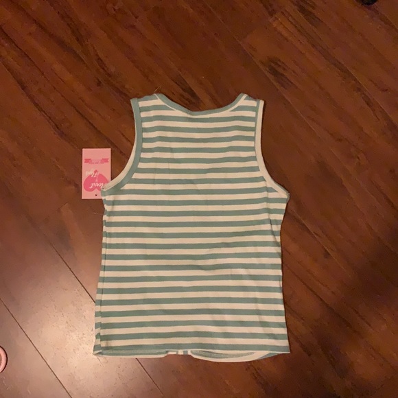 Heart & Hips green and white striped tank. Girls Larger (14). - Picture 2 of 2